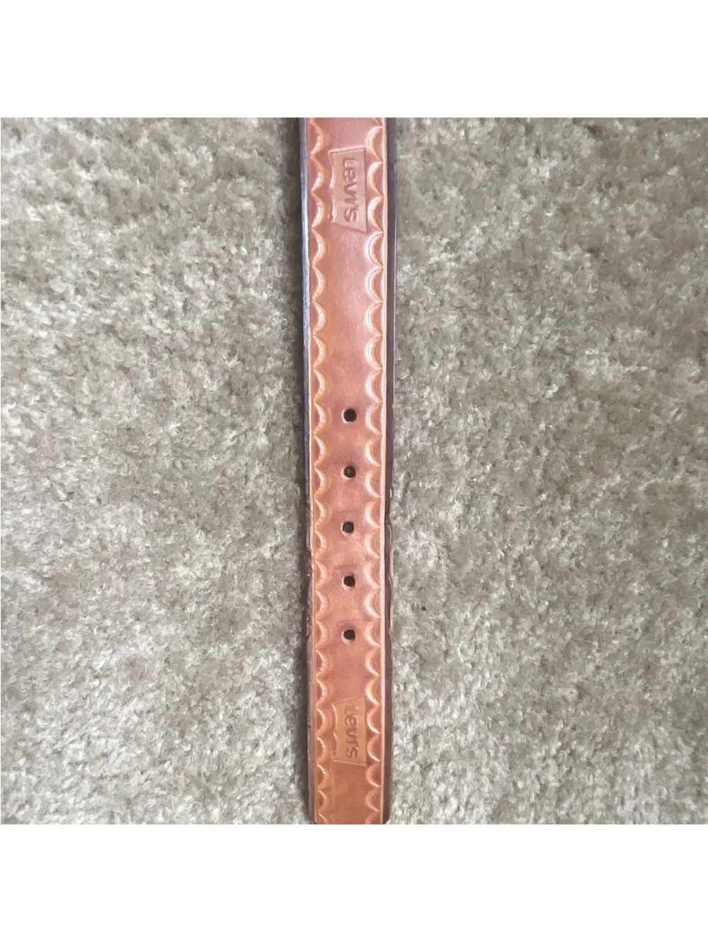 Vintage 70s Levis Leather Belt Made in USA Size 32 Western Scalloped Tooled Boho